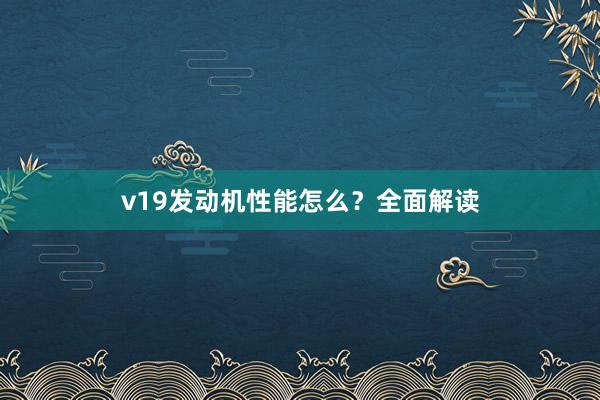 v19发动机性能怎么？全面解读